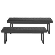 LAZZO 58” Padded Dining Table Bench Pair of 2 for 6-8 Person, Black